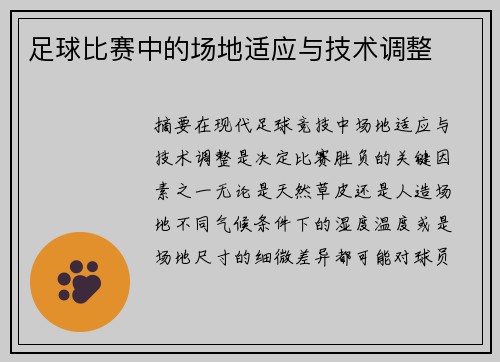 足球比赛中的场地适应与技术调整