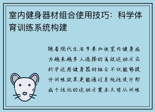室内健身器材组合使用技巧：科学体育训练系统构建