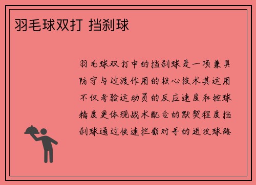 羽毛球双打 挡刹球